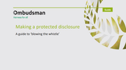The Ombudsman's guide on handling whistleblowing complaints