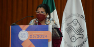 La Presidenta Ramírez Hernández durante la presentación