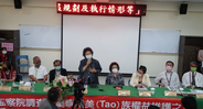 President Chen Chu, together with CY members Fan Sun-lu, Upay Radiw Kanasaw, Pu Chung-cheng, Liu Tien Chiu-chin, and Chen Chin-jun, at a symposium at Lanyu High School, Taitung County, 09/01/2021