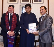 Mr. Ajaz Ali Khan, Ombudsman Sindh, presenting the Annual Report of 2022 to Syed Murad Ali Shah, Chief Minister Sindh