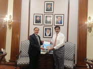 Mr. Ajaz Ali Khan presents the Annual Report to Syed Murad Ali Shah, honourable Chief Minister