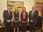 Left to right: IOI President Chris Field PSM; Australian eSafety Commissioner, Ms Julie Inman Grant; Australian Ambassador to the Holy See, Her Excellency Ms Chiara Porro; The Hon. Neville Owen, former Justice of the Supreme Court of Western Australia and
